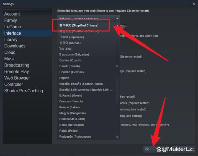 如何切换steam的面板语言