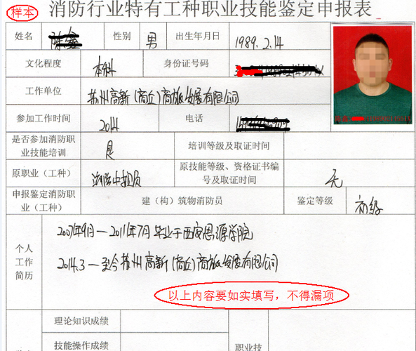 职业技能怎么填写