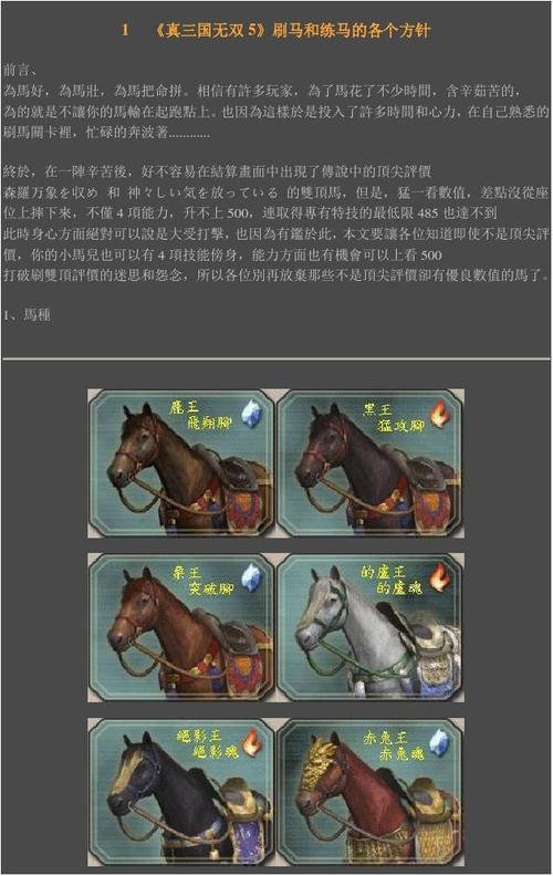 真三国无双5如何培养一匹好马
