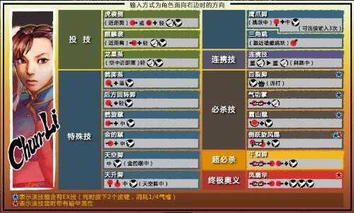 PSP街头霸王3出招表