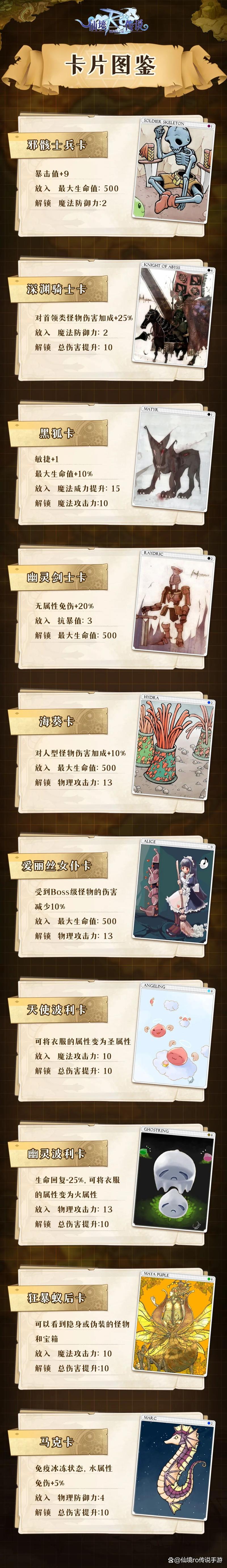 (RO)仙境传说什么卡片有技能?