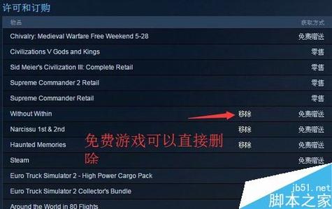 steam上的游戏如何移除?
