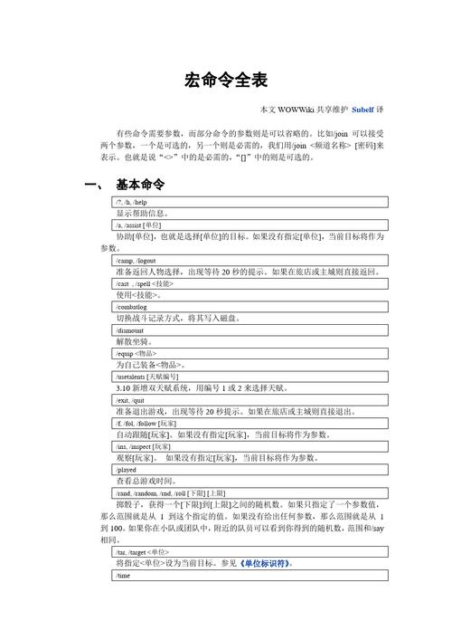 魔兽世界新手常用宏命令