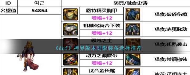 dnf剑影毕业装备(dnf剑影毕业装备选择2022)