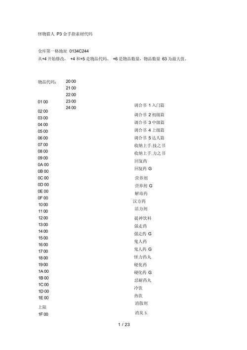 怪物猎人p3技能代码，怪猎p3技能说明？