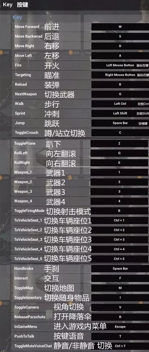 荒野行动PC各按键是什么功能