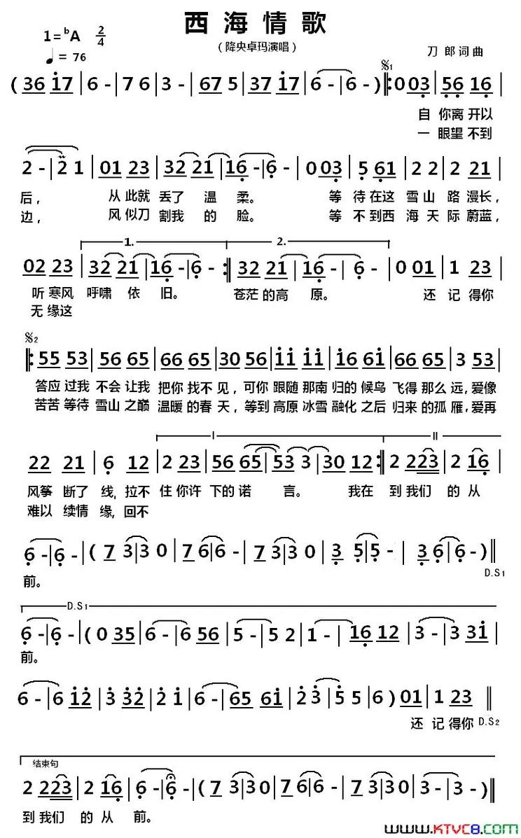 西海情歌歌词是什么意思