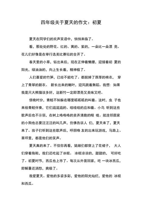 夏四年级作文