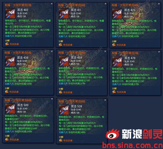 剑灵白青山脉武器成长树剑灵无形神兵武器属性