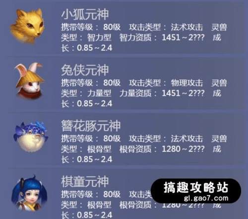 倩女幽魂-灵兽性格对应技能分析