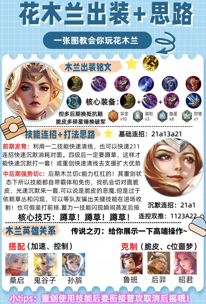 王者荣耀花木兰出装铭文推荐是什么?白起装备铭文搭配攻略?