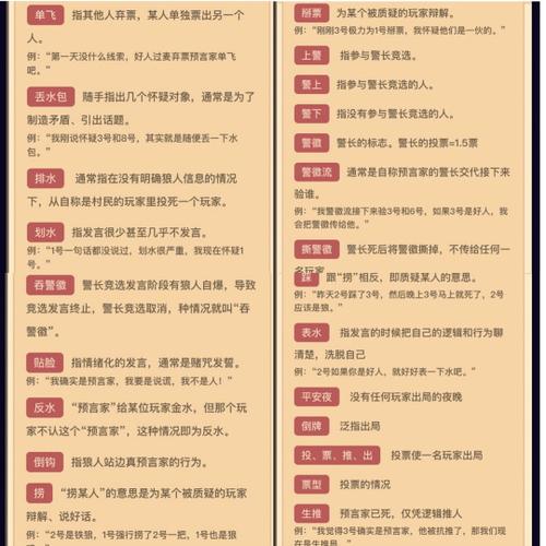天天狼人杀术语都是什么意思